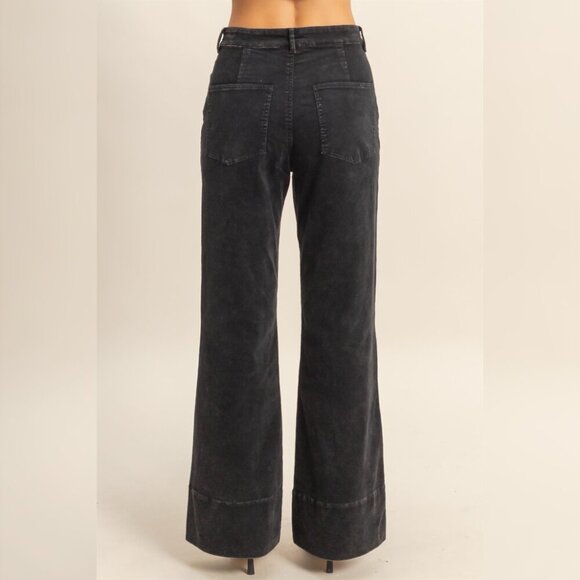 DONT THINK BLACK FLARE PANTS - Picture 2 of 3